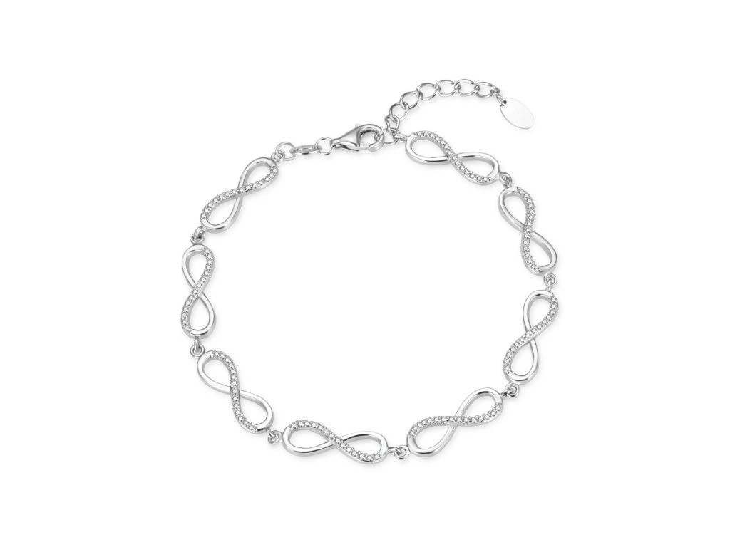 Stříbrný náramek s nekonečnem a zirkony